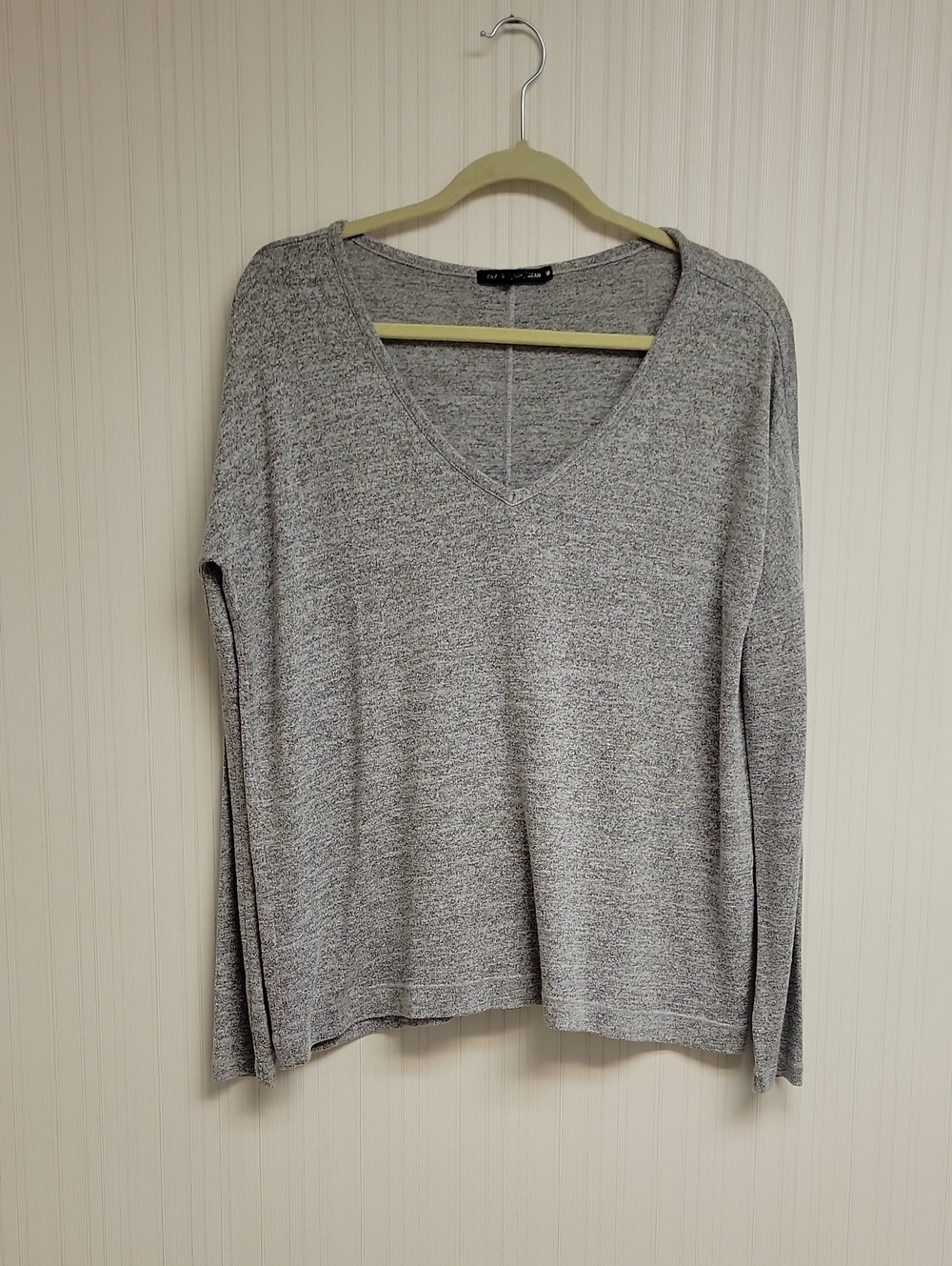 Rag & Bone Grey Marled V Neck Top Medium Casual Indie Sleeze Fall School Cozy